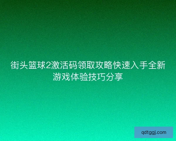 街头篮球2激活码领取攻略快速入手全新游戏体验技巧分享