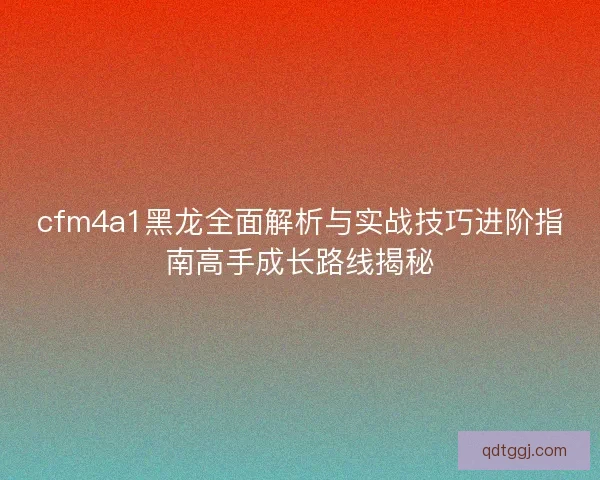 cfm4a1黑龙全面解析与实战技巧进阶指南高手成长路线揭秘