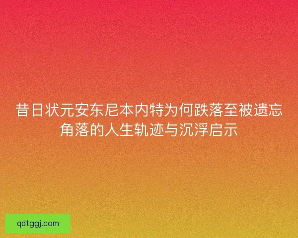 昔日状元安东尼本内特为何跌落至被遗忘角落的人生轨迹与沉浮启示